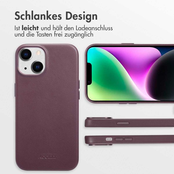 Accezz MagSafe Leather Backcover für das iPhone 14 - Heath Purple