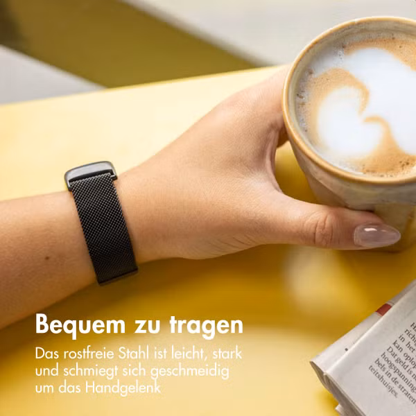 imoshion Magnetisches Milanaise Armband für das  Fitbit Charge 5 - Größe S - Schwarz