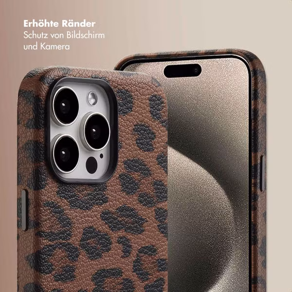 Selencia Sabi Backcover Leopardenmuster mit MagSafe Apple iPhone 15 Pro Max - Mocha Brown