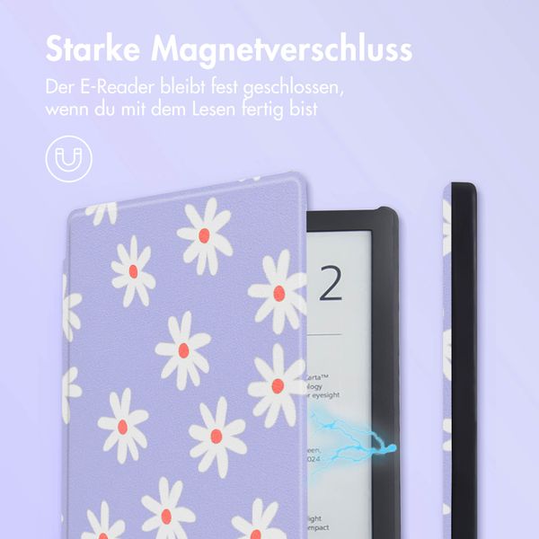 imoshion Design Slim Hard Case Klapphülle Pocketbook Touch Lux 5 / HD 3 / Basic Lux 4 / Vivlio Lux 5 - Flowers Distance
