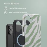 Selencia Vivid Rückabdeckung mit MagSafe iPhone 16 - Colorful Zebra Sage Green