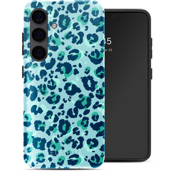 Selencia Vivid Tough Back Cover für das Samsung Galaxy S24 - Wild Spots Light Blue