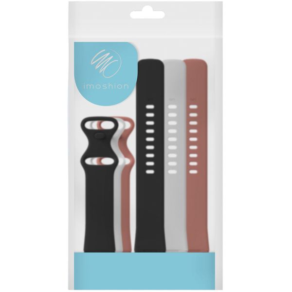 imoshion Silikonband Multipack für die Fitbit Versa 4 / 3 / Sense (2) - Schwarz / Weiß / Orange