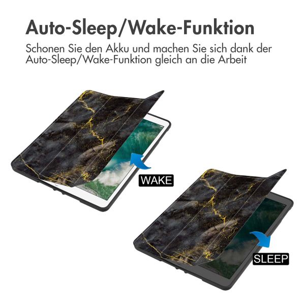 imoshion Trifold Klapphülle für das iPad 6 (2018) 9.7 Zoll / iPad 5 (2017) 9.7 Zoll / Air 2 (2014) / Air 1 (2013) - Black Marble