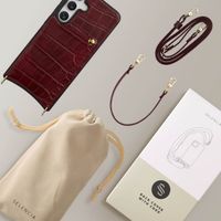 Selencia Nova Croco HandyHülle mit Kordel und Kartenhalter Samsung Galaxy S24 / S25 - Burgundy