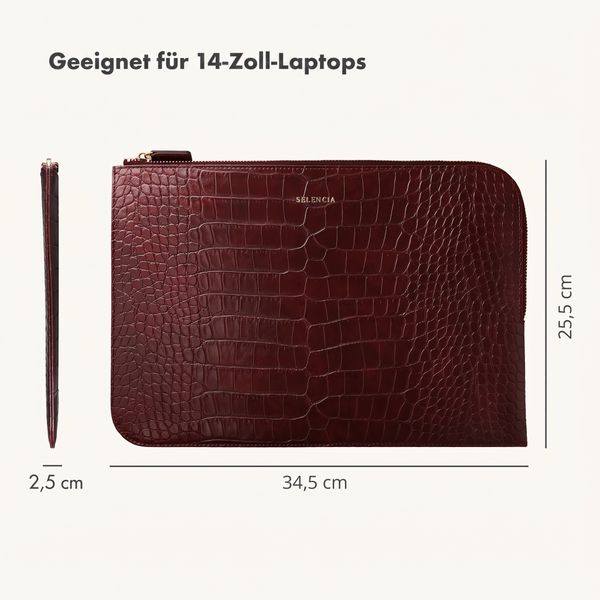 Selencia Croco Laptop Hülle 14 Zoll - Laptop Sleeve - Burgundy