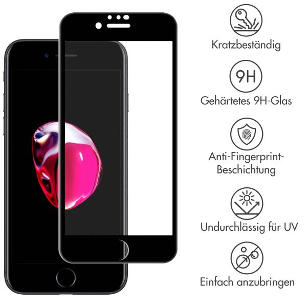 Selencia Premium Screen Protector aus gehärtetem Glas für das iPhone SE (2022 / 2020) - Schwarz