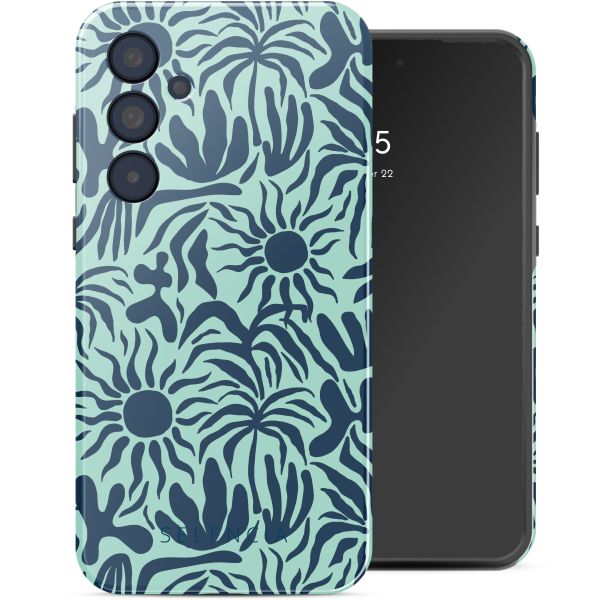 Selencia Vivid Tough Back Cover für das Samsung Galaxy A35 - Tropical Vibes Light Blue