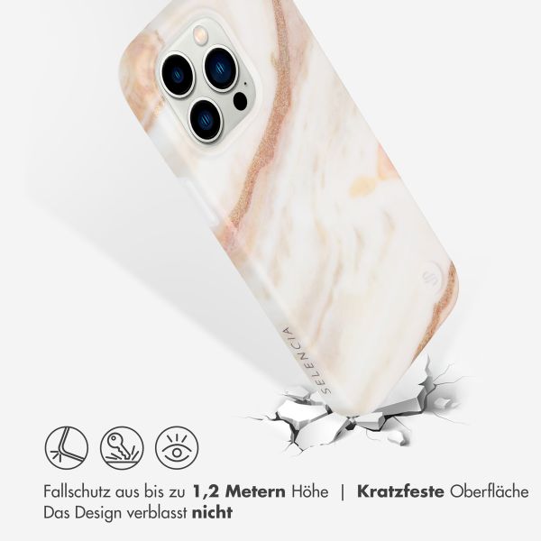 Selencia Aurora Fashion Back Case für das iPhone 14 Pro Max - ﻿Strapazierfähige Hülle - 100 % recycelt - Weißer Marmor