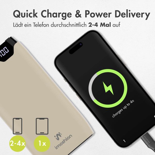 imoshion Powerbank - 20.000 mAh - Schnelles Aufladen und Power Delivery - Sandstone