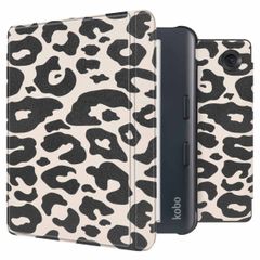 imoshion Design Slim Hard Case Sleepcover mit Stand Kobo Libra Colour - Leopard
