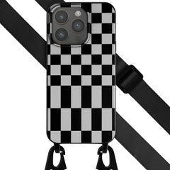 Selencia SilikonHülle design mit abnehmbarem Band Apple iPhone 15 Pro - Irregular Check Black