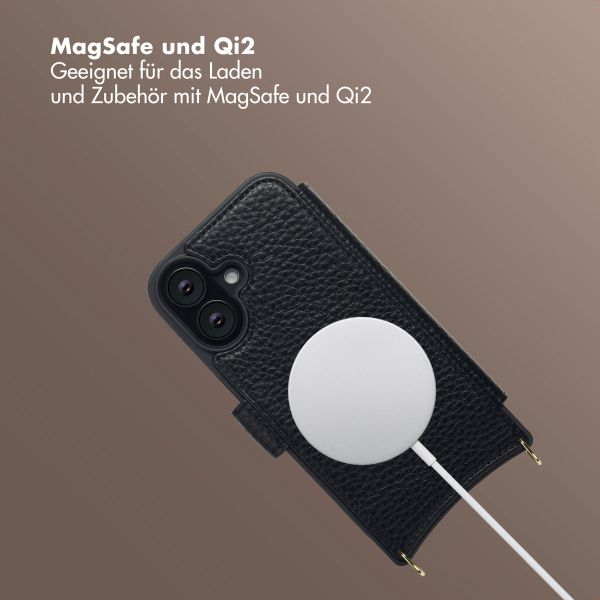 Selencia Riva Bookcase mit MagSafe und Handgelenkband Apple iPhone 16 - Schwarz