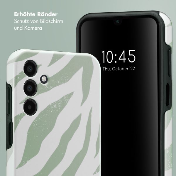 Selencia Vivid Tough Back Cover für das Samsung Galaxy A15 (5G/4G) - Colorful Zebra Sage Green