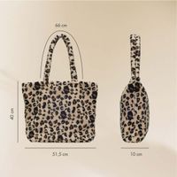 Selencia Zaya Tote Bag - Teddy Laptoptasche 16 Zoll - Leopard