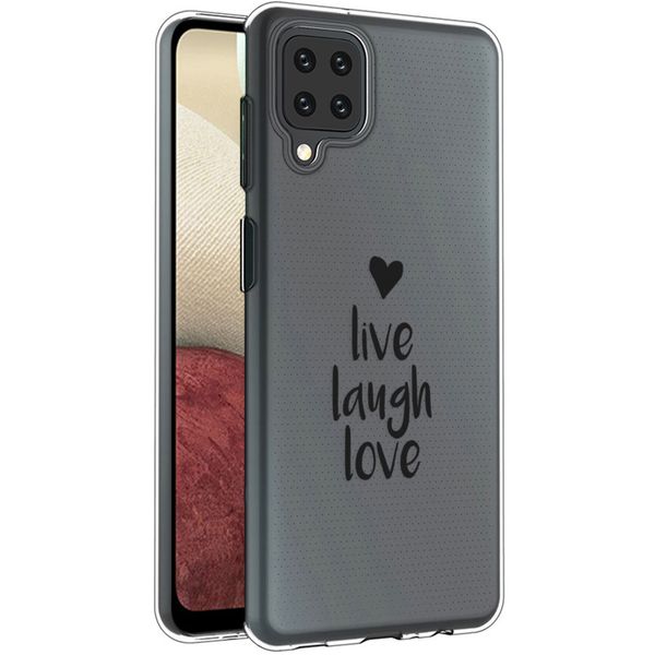 imoshion Design Hülle Samsung Galaxy A12 - Live Laugh Love - Schwarz