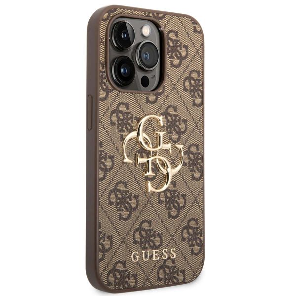 Guess 4G Metal Logo Back Cover Apple iPhone 15 Pro - Braun