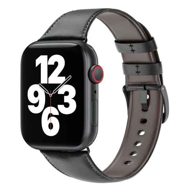 WiWu Vintage „Crazy Horse“ Lederarmband für die Apple Watch Series 1 bis 9 / SE (38/40/41 mm) | Series 10 (42 mm) - Schwarz