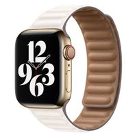 Apple Leather Link Armband für das  Apple Watch Series 1 t/m 9 / SE (38/40/41 mm) | Series 10 / 11 (42 mm) - Größe M/L - Chalk