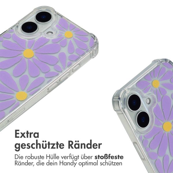 imoshion Design Hülle mit Band Apple iPhone 16 - Tropical Violet Flowers Connect