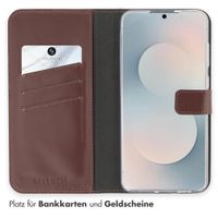 Selencia Echtleder Klapphülle Samsung Galaxy S25 FE - Dunkelbraun
