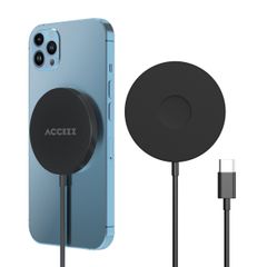 Accezz Wireless Charger USB-C - MagSafe kabelloses Ladegerät - 1 Meter - Schwarz