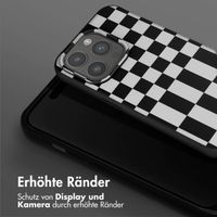 Selencia Silikonhülle design mit abnehmbarem Band für das iPhone 15 Pro - Irregular Check Black