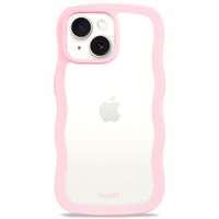 Holdit Wavy Case für das iPhone 14/15 Plus - Pink / Transparent