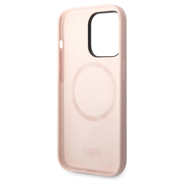 Karl Lagerfeld Karl's Head Liquid Silikonhülle MagSafe iPhone für das 14 Pro - Rosa