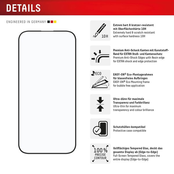 Displex Bildschirmschutzfolie Real Glass Full Cover Apple iPhone 16