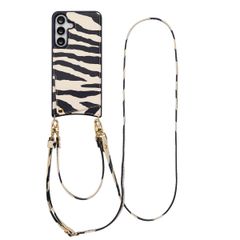 Selencia Nova HandyHülle mit Kordel und Kartenhalter Samsung Galaxy S25 FE - Zazzy Zebra