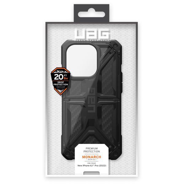 UAG Monarch Backcover für das iPhone 14 Pro - Carbon Fiber