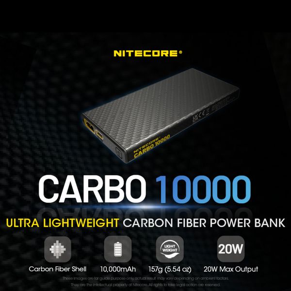 Nitecore Carbo 10000 | Carbonfaser Powerbank - 10.000 mAh