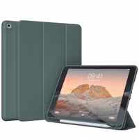 Accezz Smarte Klapphülle aus Silikon Apple iPad 9 (2021) 10.2 Zoll / iPad 8 (2020) 10.2 Zoll / iPad 7 (2019) 10.2 Zoll - Dunkelgrün
