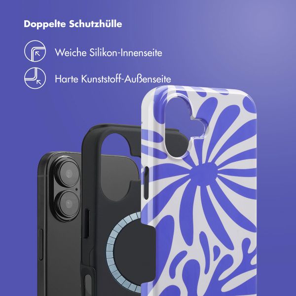 Selencia Vivid Tough Back Cover MagSafe für das Apple iPhone 16 - Modern Bloom Sapphire Blue