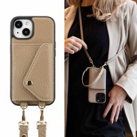 Selencia Sera Kordel-Hulle mit Kartenhalter-Umschlag für das iPhone 15 - Beige