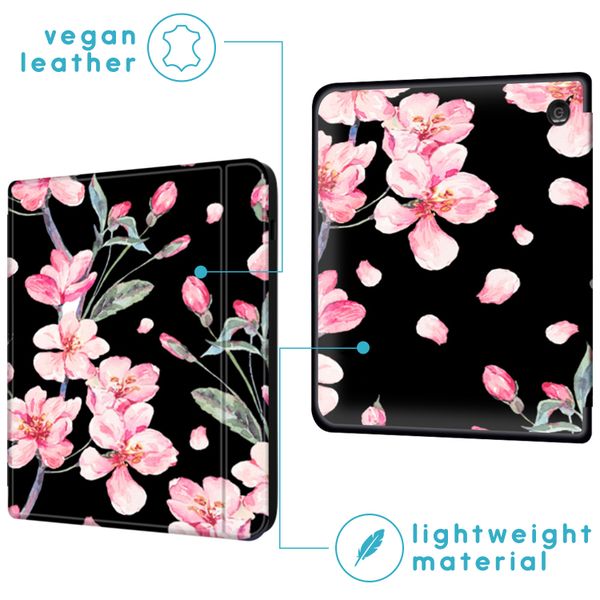 imoshion Design Slim Hard Case Sleepcover mit Stand Kobo Sage / Tolino Epos 3 - Blossom Watercolor Black