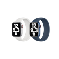 Apple 2 Pack Silikon Solo Loop für Apple Watch | 38/40/41/42 mm - Größe 5 - White/ Abyss Blue