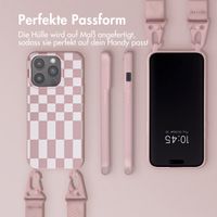 Selencia SilikonHülle design mit abnehmbarem Band Apple iPhone 15 Pro - Irregular Check Sand Pink