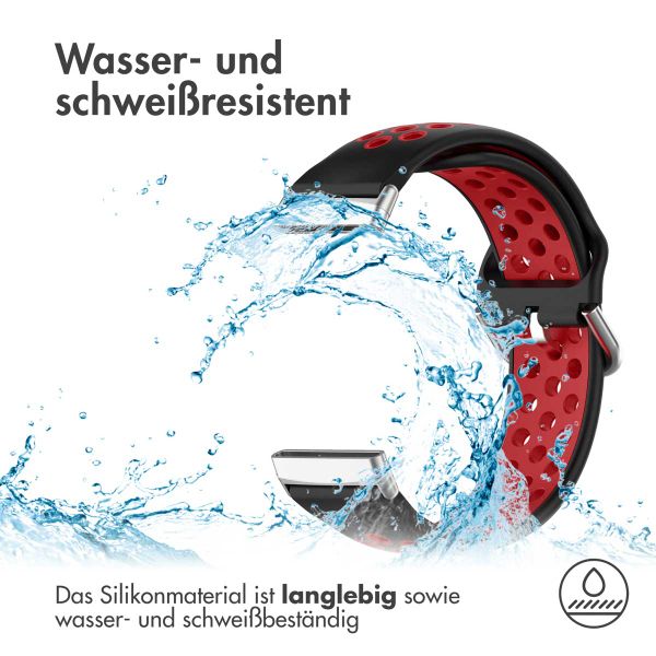 imoshion Silikonband Sport für das Fitbit Versa 4 / 3 / Sense (2) - Schwarz/Rot