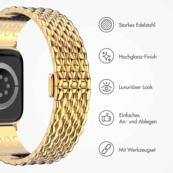 Selencia Drachenarmband aus Stahl für die Apple Watch Series 1 bis 9 / SE (38/40/41 mm) | Series 10 (42 mm) - Gold