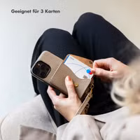 Selencia Sera HandyHülle mit Kordel und Umschlag-Kartenhalter Apple iPhone 16 - Taupe