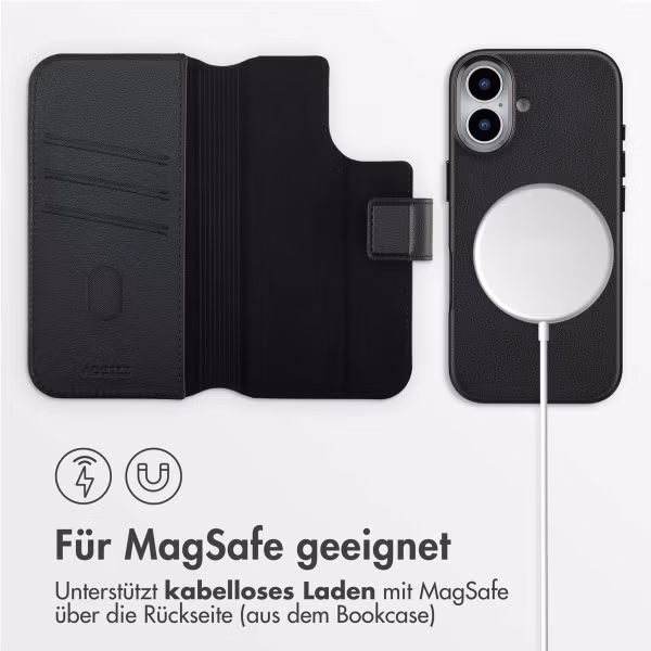 Accezz 2-in-1 Klapphülle aus Leder mit MagSafe Apple iPhone 17 - Onyx Black