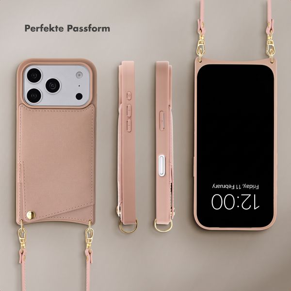 Selencia Nova HandyHülle mit Kordel und Kartenhalter Apple iPhone 18 Pro Max / 17 Pro Max - Dusty Rose