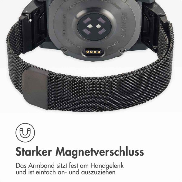 imoshion QuickFit® Milanese Armband -   Garmin 20 mm Anschluss - Größe L/XL - Schwarz