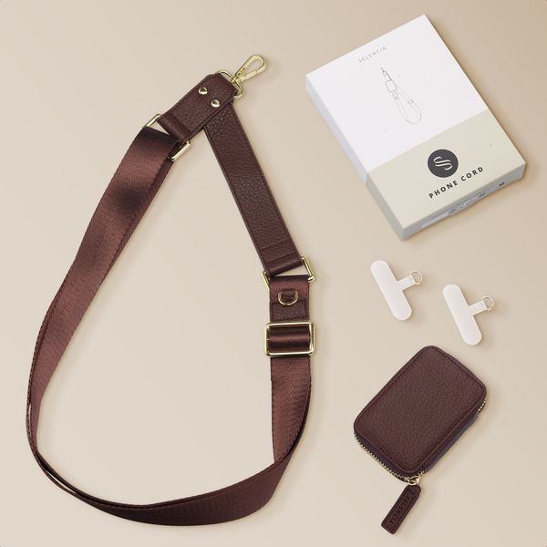 Selencia Handykette mit kleiner Tasche - Mocha Brown