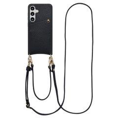 Selencia Nova HandyHülle mit Kordel und Kartenhalter Samsung Galaxy S24 / S25 - Schwarz