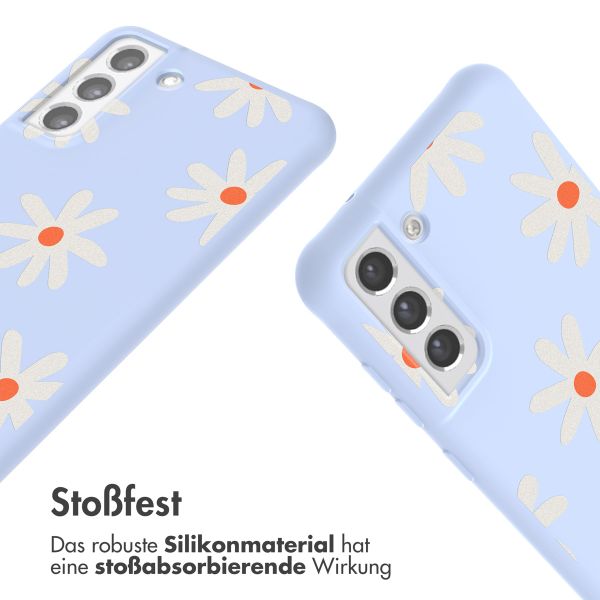 imoshion Silikonhülle design mit Band für das Samsung Galaxy S21 FE - Lila Flower Distance