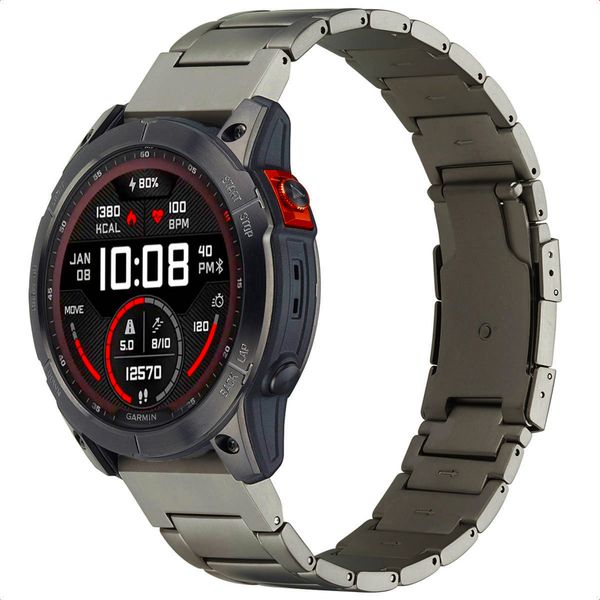 Accezz Mattes Titanstahlarmband -   Garmin 26 mm Anschluss - Titanium