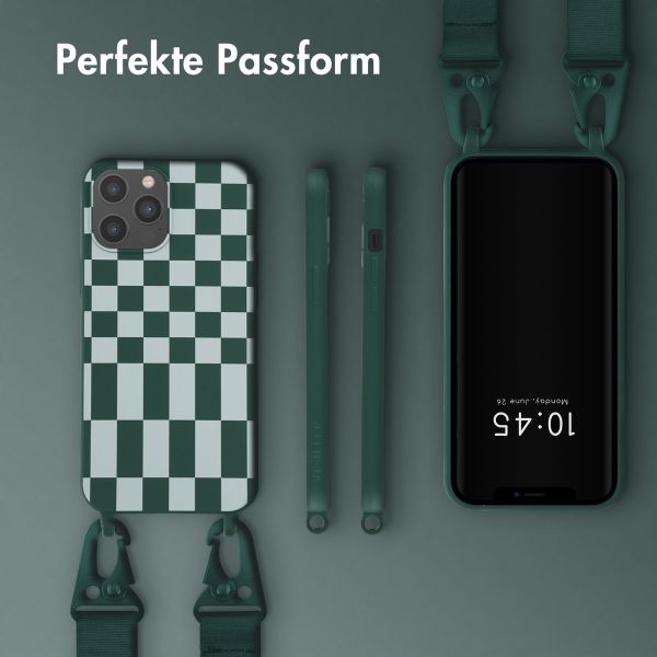 Selencia SilikonHülle design mit abnehmbarem Band Apple iPhone 12 Pro Max - Irregular Check Green